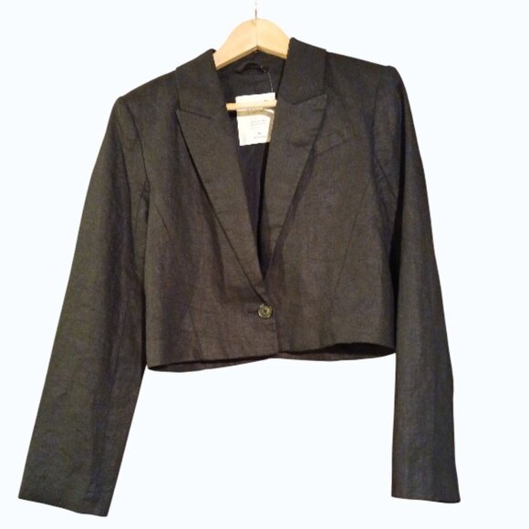 Abercrombie & Fitch Jackets & Blazers - NWT ABERCROMBIE & FITCH 100% Linen Black Crop Blazer M